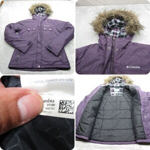 Columbia Jacket Womens Medium Purple Water Resistant Faux Fur Hood Trim Full Zip